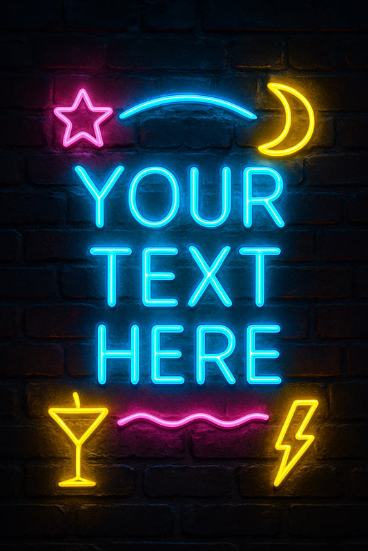 Custom Neon Poster – Bold Wall Art Print with Glowing Text, Canvas or Framed Decor
