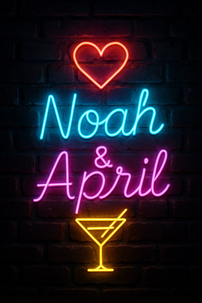 Custom Neon Poster – Bold Wall Art Print with Glowing Text, Canvas or Framed Decor